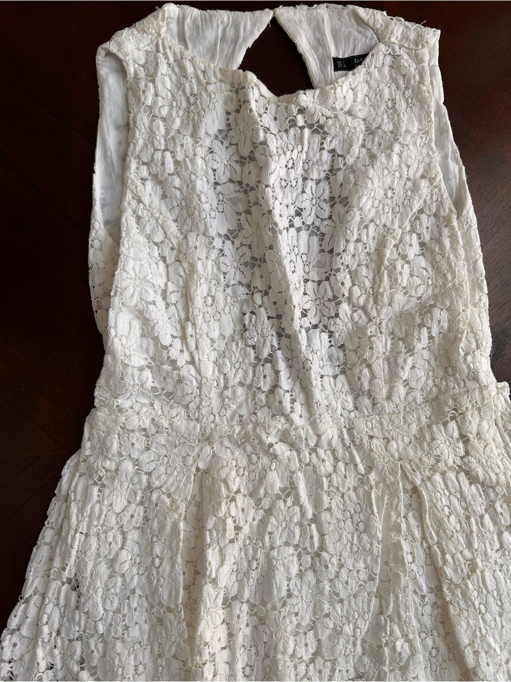 Zara cream Lace Backless A-Line Dress size L - Picture 3 of 9